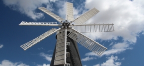 Heckington windmill, Lincolnshire with its eight new sails; 17-08-14