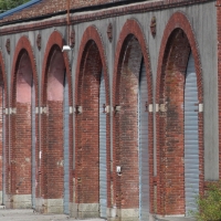 Old railway works building, Carhaix Plouger, Brittany; 13-09-14